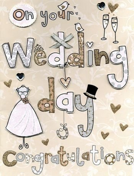 Second Nature Collectable Large Greeting Card " On your Wedding Day Congratulations {DC}