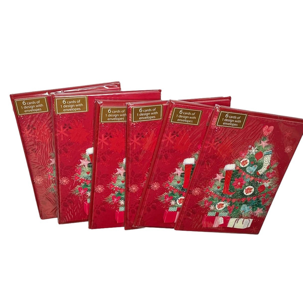 Pack of 24 x 6 Decorating the Christmas Tree' Design Christmas 144 cards