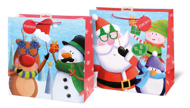 Pack of 6 Selfie Design Giant Square Christmas Gift Bags