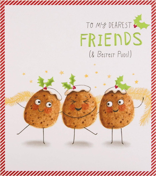 4 x Cards for Friends Funny Christmas Pudding Design Xmas Card