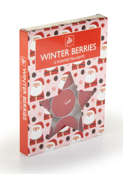 Pack of 12 Winter Berries Santa Christmas Tealights