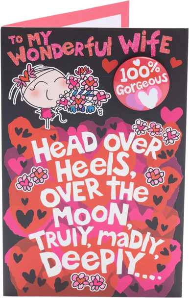Cute Design with Badge Wife Valentine's Day Card