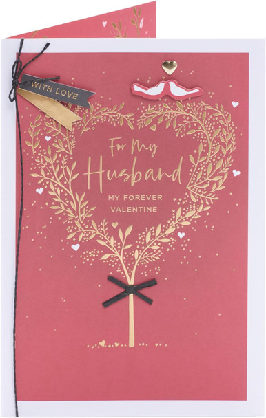 Gold Heart Tree Design Husband Valentine's Day Card