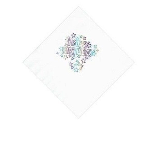 Pack of 15 Luxury Happy Birthday Foil Finished Large Napkins (3 Ply)