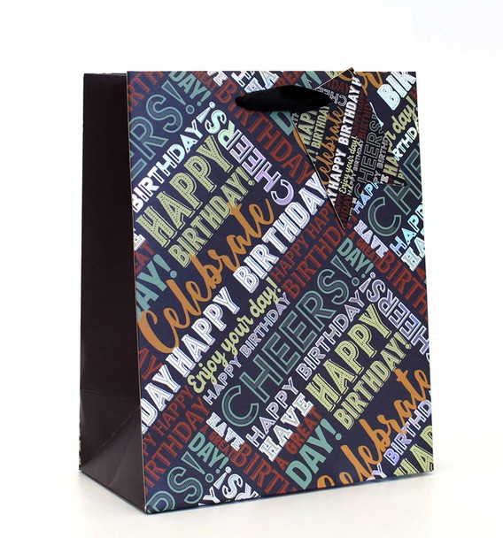 Birthday Text Print Design Medium Gift Bag