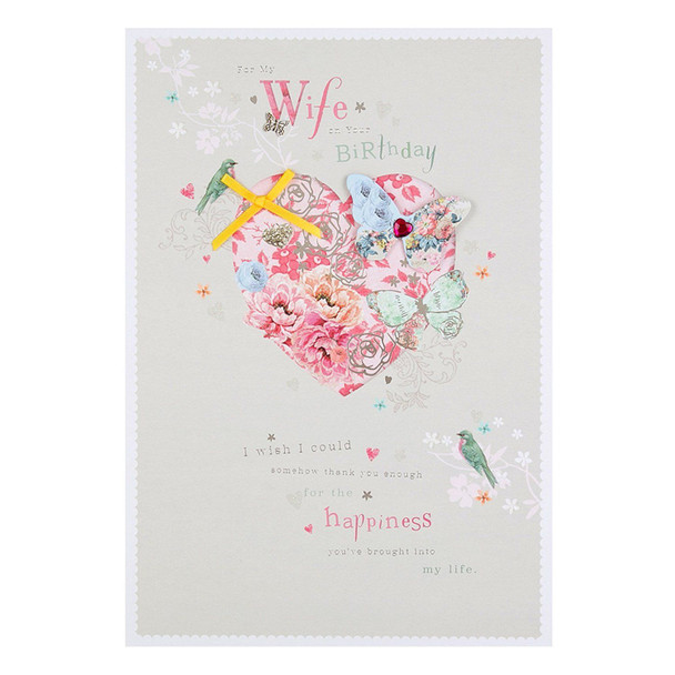 Wife Birthday Card "Happiness" Large