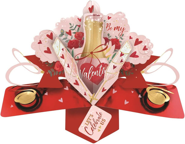 3D Pop Up Let's Celebrate Us Bubbles Valentine's Day Card