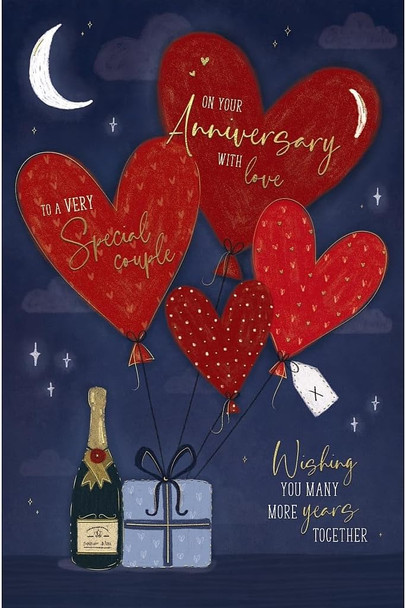 Heart Balloons Happy Anniversary Card
