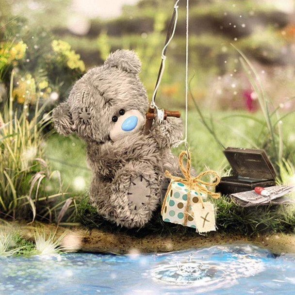 Me To You Bear 3D Holographic Fishing Birthday Card