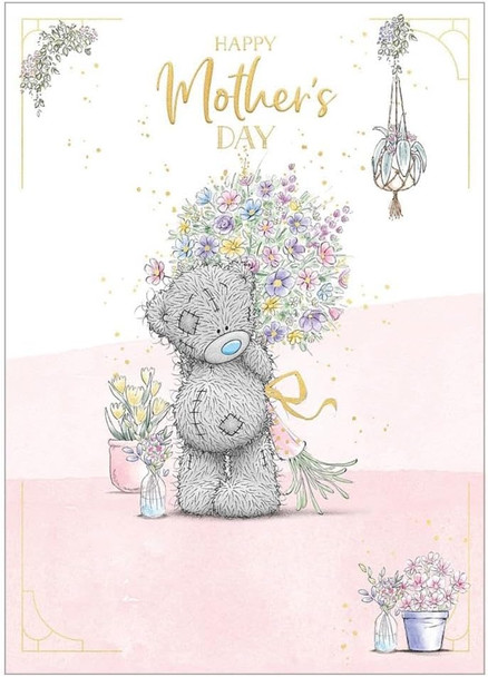 Bear With Bunch Of Flowers Mother's Day Card