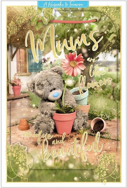 Bear Sat Planting A Flower 3D Holographic Mother's Day Card 