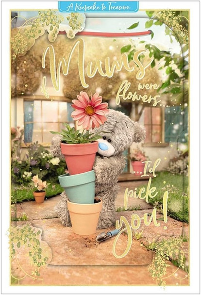 3D Holographic Bear With Stack Of Plant Pots Mother's Day Card