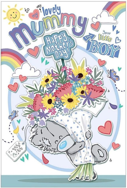 Bear With Flowers From Little Boy Mother's Day Card