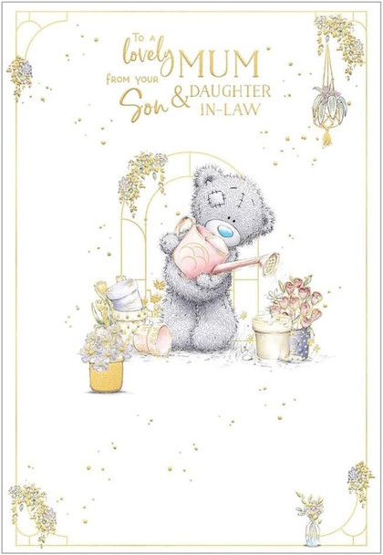 Bear Watering Flowers From Son & Daughter In Law Mother's Day Card