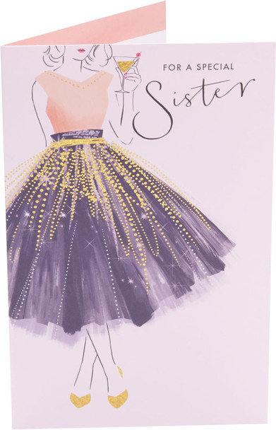 Pretty Dress Design Sister Birthday Card