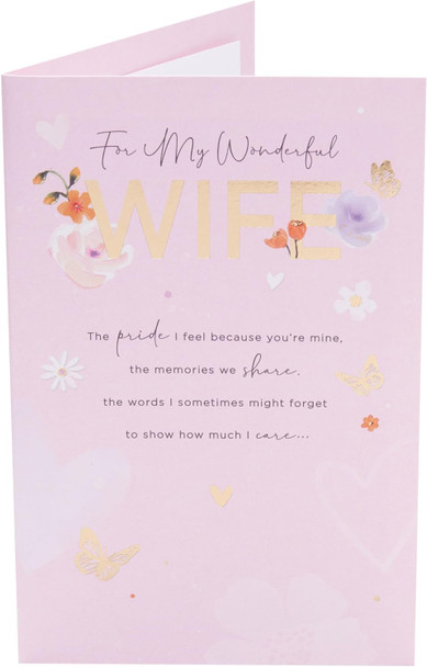 Pink & Gold Design Wife Birthday Card