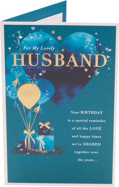 Blue Heart Design Husband Birthday Card