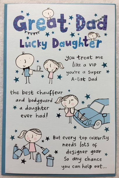 A Poem For Great Dad Lucky Daughter Humour Father's Day Card