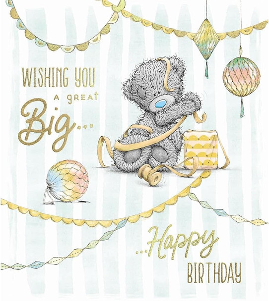 Bear Wrapping Gift Wishing You A Great Big... Happy Birthday Card