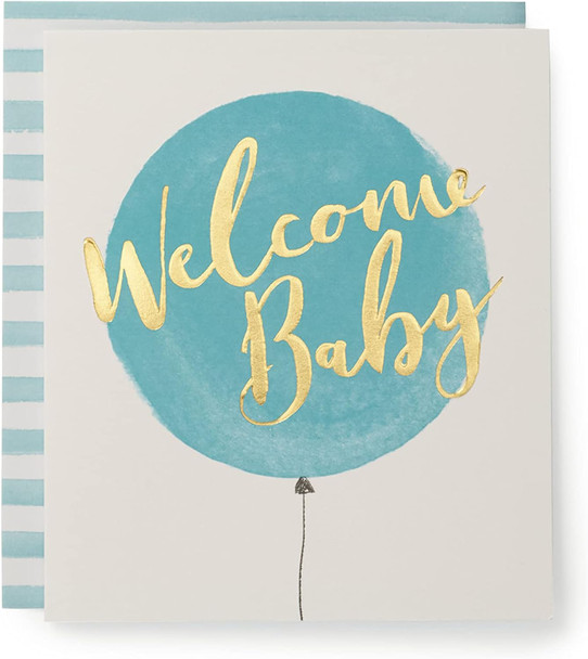 Welcome Balloon Baby Boy Congratulations Card