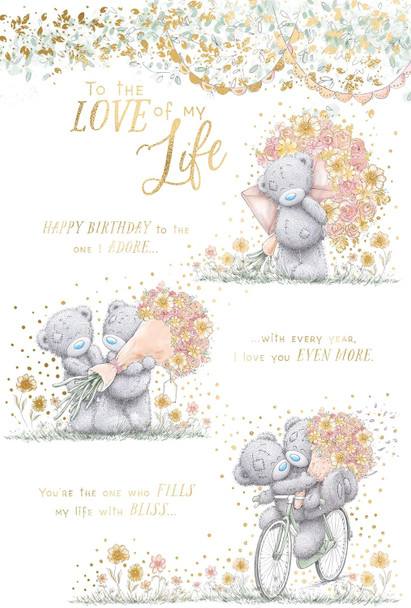 Bears With Bouquet To Love Of My Life Birthday Card