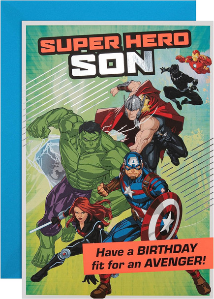 Marvel Superheroes Design with Activity Son Birthday Card