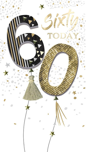 Embellished Balloons Tassels 60th Birthday Card