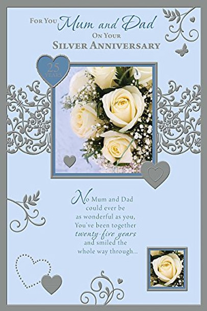 Silver Parents Anniversary Nice Verse 25 Year Greeting Card -  Mum and Dad