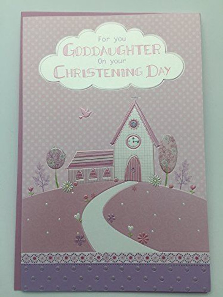 Church On The Hill Goddaughter On Your Christening Day Greeting Card