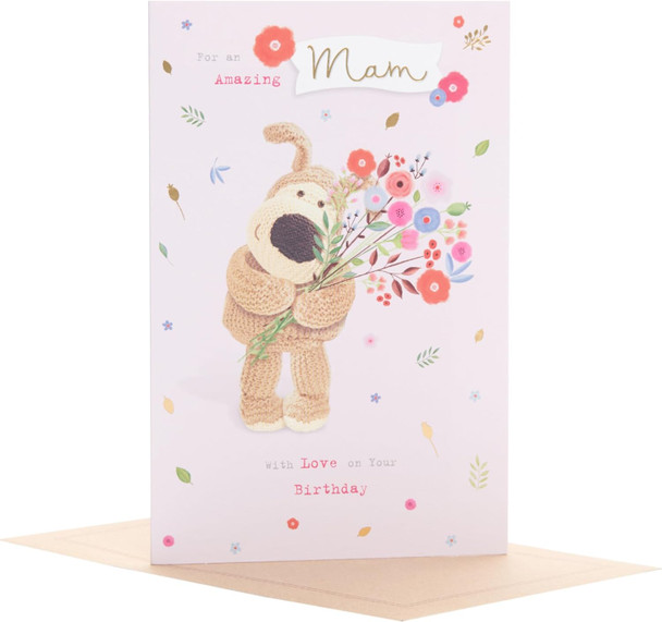 Boofle with Bouquet Mam Birthday Card