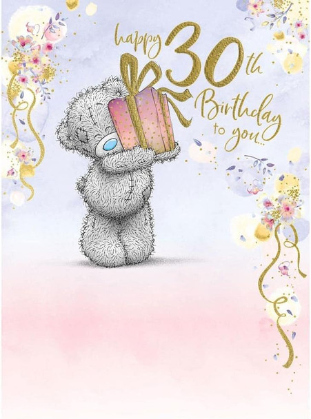 Bear Holding Gift Design 30th Birthday Card