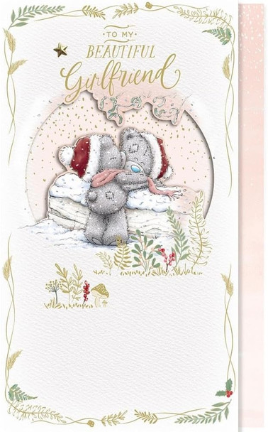 Bears Hugging Beautiful Girlfriend Handmade Christmas Card 	