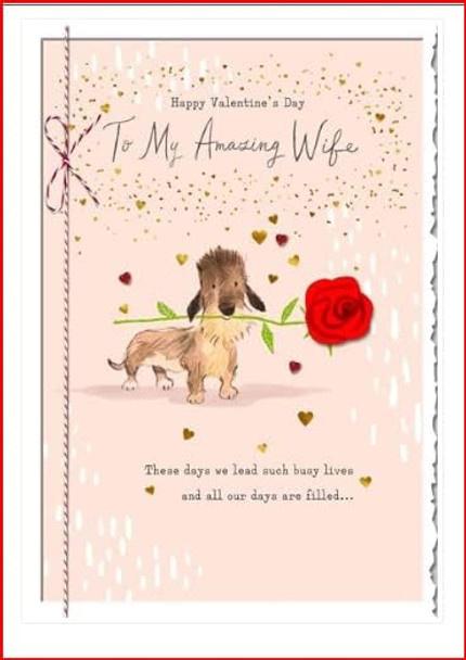 Dog With Rose Wife Valentine's Day Card