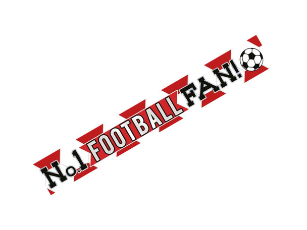 "No 1 FOOTBALL FAN!" 2.7m Red and White Football Banner "No 1 FOOTBALL FAN!" 2.7m Red and White Football Banner