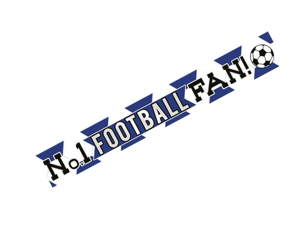 "No 1 FOOTBALL FAN!" 2.7m Blue and White Football Banner "No 1 FOOTBALL FAN!" 2.7m Blue and White Football Banner
