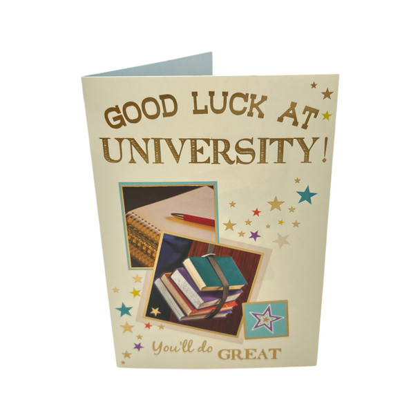 At Your New University Multi Stars Design Good Luck Card