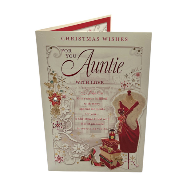 For You Auntie Red Dress and Shoes Design Christmas Card