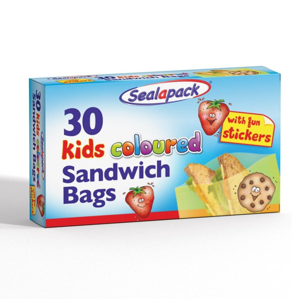 Pack of 30  Kids Coloured Sandwich Bags