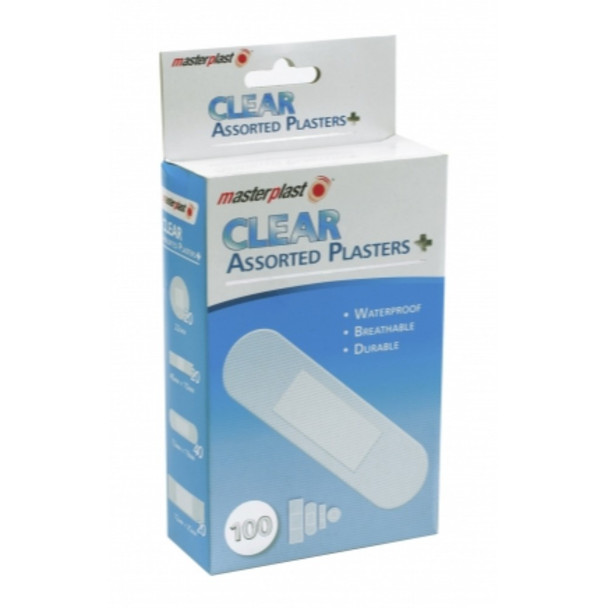 Masterplast 100 x Clear Assorted Plasters - 1st Aid