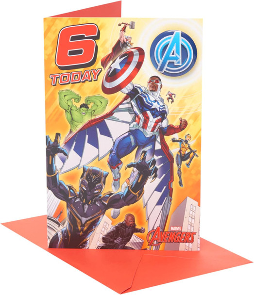 Marvel The Avengers Captain America & Heroes Design 6th Birthday Card