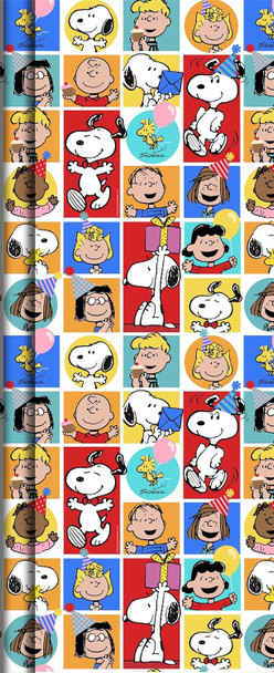 Official Peanuts Wrapping Paper 3 x 2 metre Rolls featuring Snoopy Charlie Brown for Birthday, Christmas or Christening