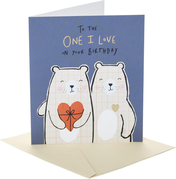 Two Bears Design for The One I Love Birthday Card