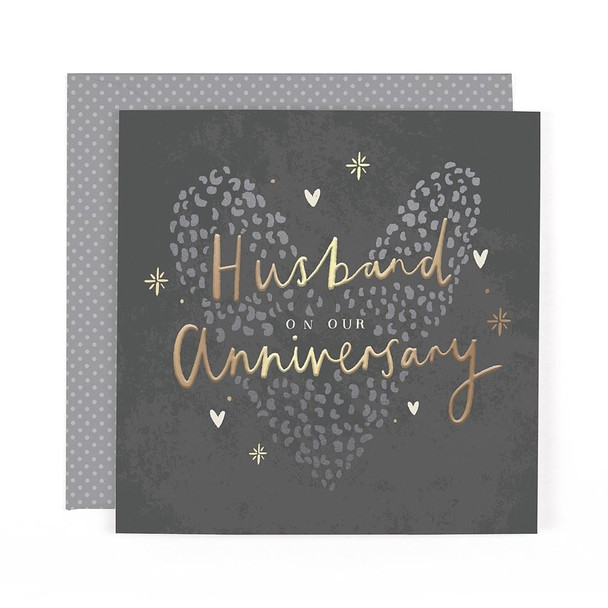 Heart Design Contemporary Luxury Foiled Husband Anniversary Card