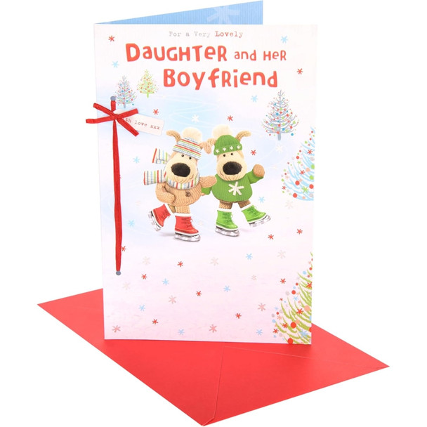 Boofles Skating Daughter & Boyfriend Christmas Card