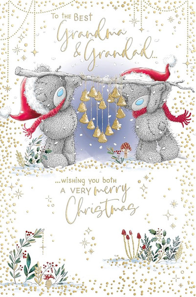 Bears With Bells Grandma And Grandad Christmas Card