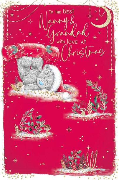 Bear With Large Cracker Nanny And Grandad Christmas Card