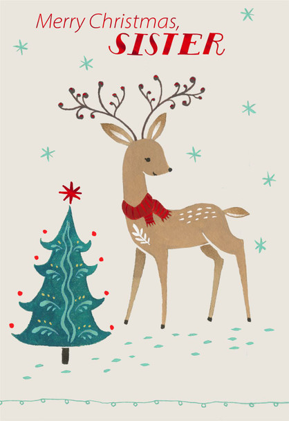 Stag Design Sister Christmas Card
