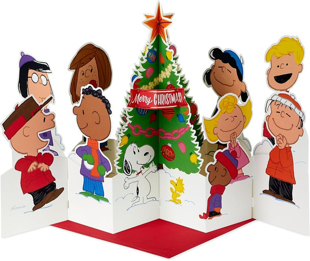 Peanuts Comics with Xmas Tree Design 3D Pop Up Christmas Card