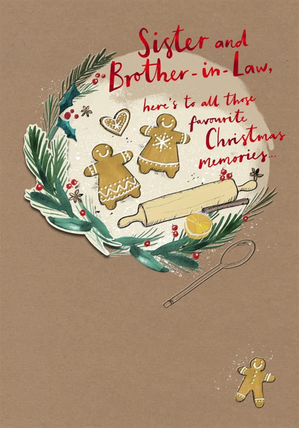 Favourite Memories Gingerbread Design Sister & Brother In Law Christmas Card