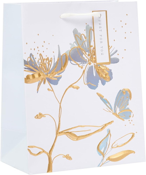 Floral White Lotus Design Medium Gift Bag Floral White Lotus Design Medium Gift Bag